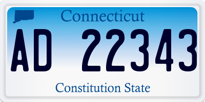 CT license plate AD22343