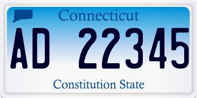 CT license plate AD22345