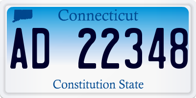 CT license plate AD22348
