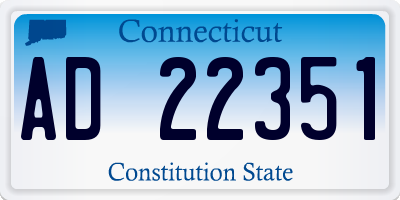 CT license plate AD22351