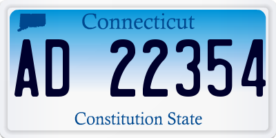 CT license plate AD22354