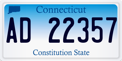 CT license plate AD22357