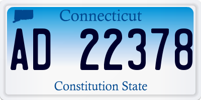 CT license plate AD22378