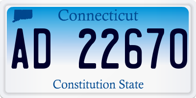 CT license plate AD22670