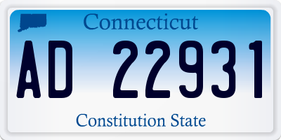 CT license plate AD22931