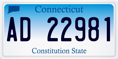 CT license plate AD22981
