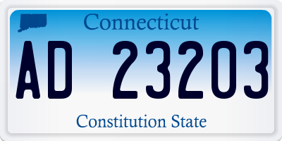 CT license plate AD23203