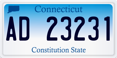 CT license plate AD23231