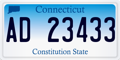 CT license plate AD23433