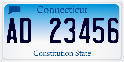 CT license plate AD23456