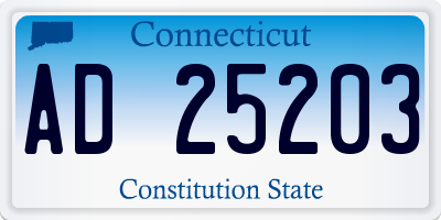 CT license plate AD25203