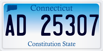 CT license plate AD25307