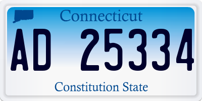 CT license plate AD25334