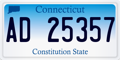 CT license plate AD25357