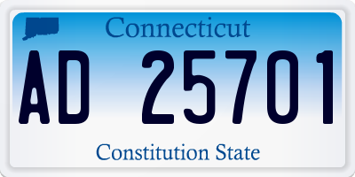 CT license plate AD25701