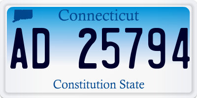 CT license plate AD25794