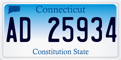 CT license plate AD25934