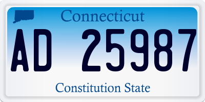 CT license plate AD25987