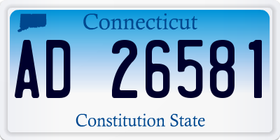 CT license plate AD26581