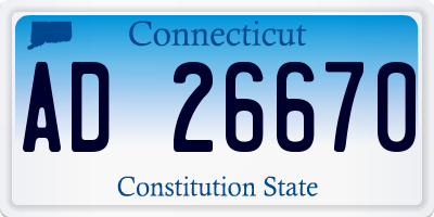 CT license plate AD26670