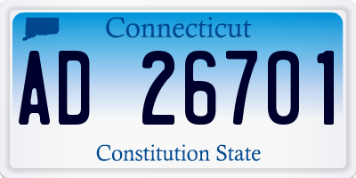 CT license plate AD26701