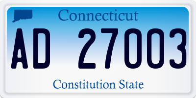 CT license plate AD27003