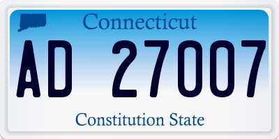CT license plate AD27007