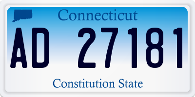 CT license plate AD27181