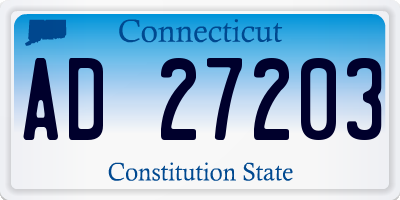 CT license plate AD27203