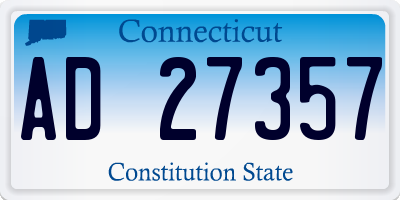 CT license plate AD27357
