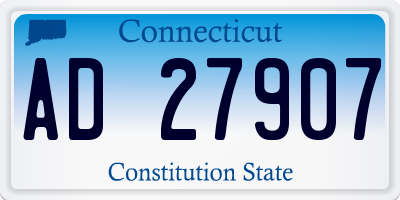 CT license plate AD27907