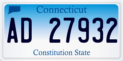 CT license plate AD27932