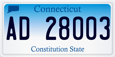 CT license plate AD28003