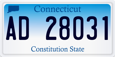 CT license plate AD28031