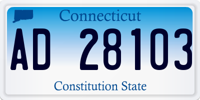 CT license plate AD28103