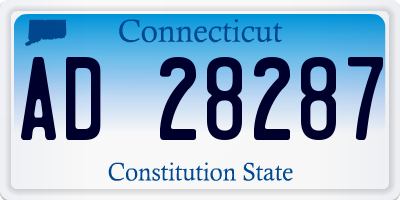 CT license plate AD28287