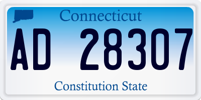 CT license plate AD28307