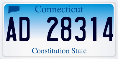 CT license plate AD28314