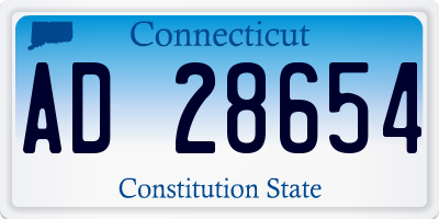 CT license plate AD28654