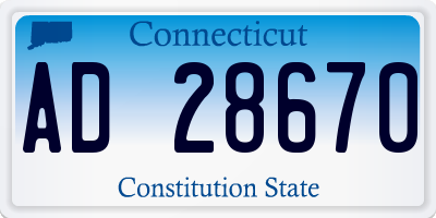CT license plate AD28670
