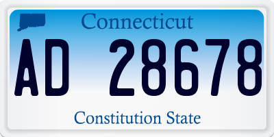 CT license plate AD28678