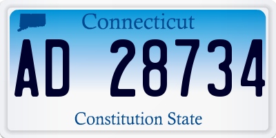 CT license plate AD28734