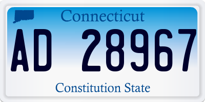 CT license plate AD28967