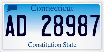 CT license plate AD28987