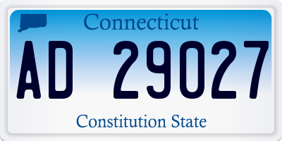 CT license plate AD29027