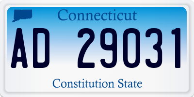 CT license plate AD29031