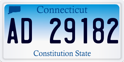 CT license plate AD29182