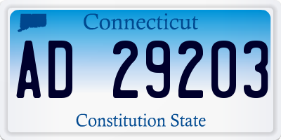 CT license plate AD29203
