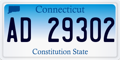 CT license plate AD29302