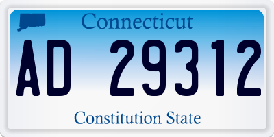 CT license plate AD29312